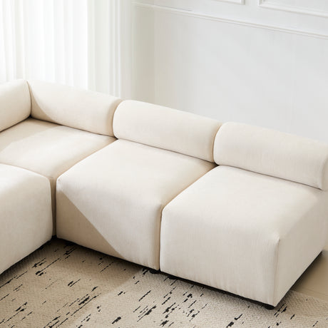 Evelyn 83 in.5-Piece V Shaped Modular Free Combination Sectional Chenille Sofa Couch for Living Rooms - sold by Home Elegance USA