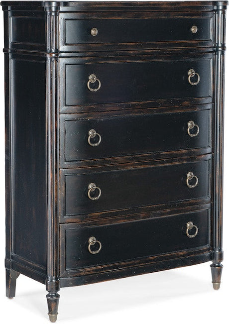 Charleston Five-Drawer Chest Black Cherry Finish – Hooker Furniture - sold by Home Elegance USA