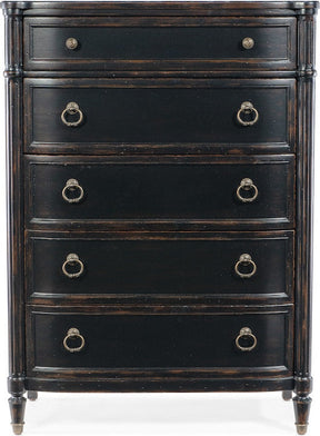 Charleston Five-Drawer Chest Black Cherry Finish – Hooker Furniture - sold by Home Elegance USA