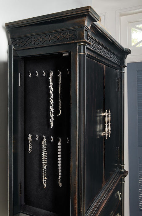 Hooker Furniture Charleston Jewelry Armoire – Black Cherry Traditional Storage Cabinet - sold by Home Elegance USA