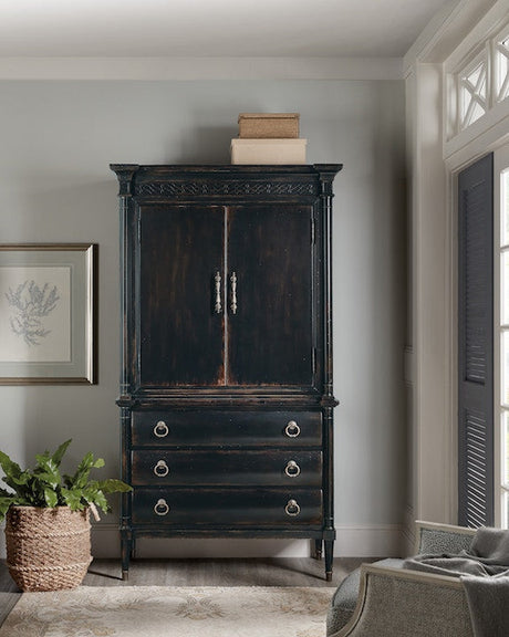Hooker Furniture Charleston Jewelry Armoire – Black Cherry Traditional Storage Cabinet - sold by Home Elegance USA