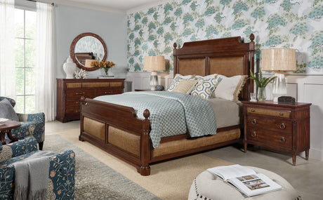 Charleston Panel Bed by Hooker Furniture in Maraschino Cherry & Cane Panels