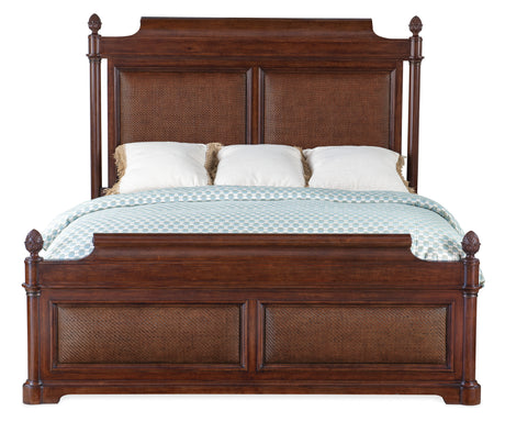 Charleston Panel Bed by Hooker Furniture in Maraschino Cherry & Cane Panels