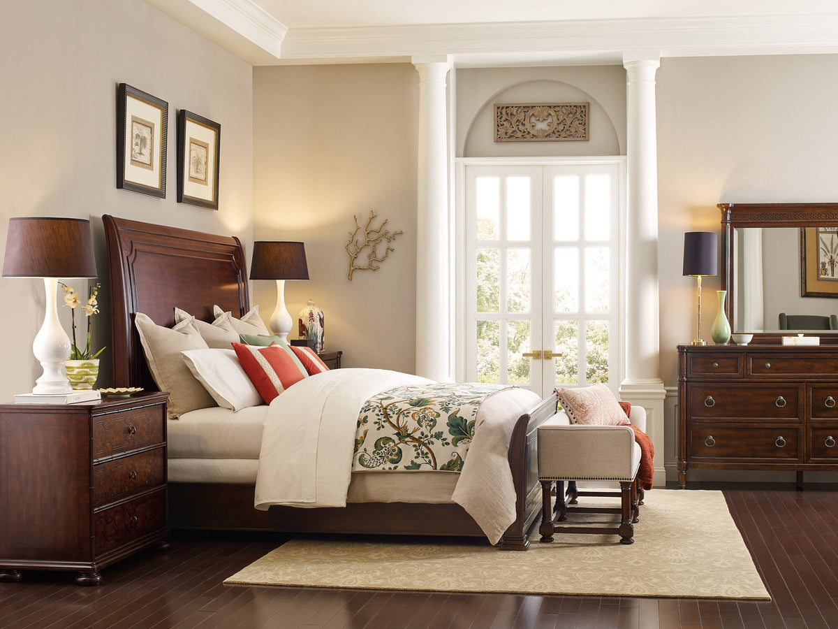 Charleston King Sleigh Bed - Dark Brown | Hooker Furniture