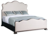 Charleston Upholstered Bed by Hooker Furniture in Cherry Veneers & Chateau Linen Fabric