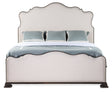 Charleston Upholstered Bed by Hooker Furniture in Cherry Veneers & Chateau Linen Fabric