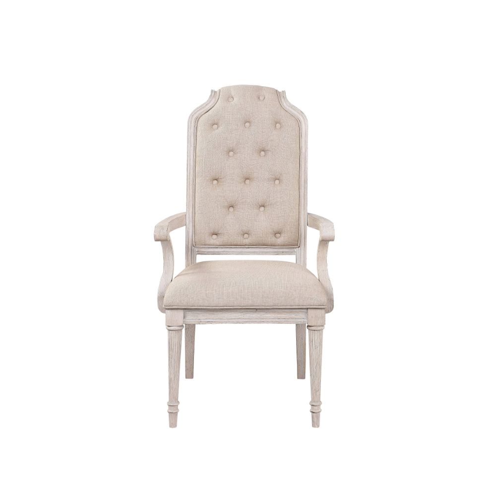 Acme - Wynsor Arm Chair (Set-2) 67533 Antique White Finish