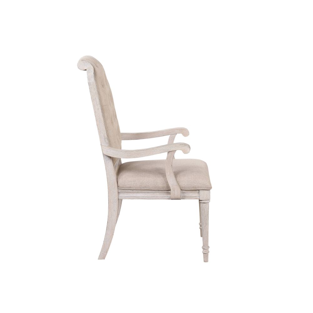 Acme - Wynsor Arm Chair (Set-2) 67533 Antique White Finish