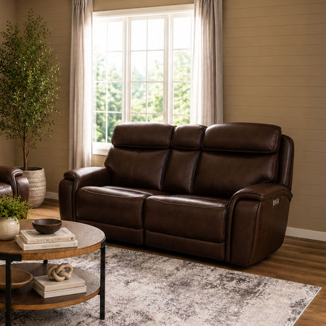 Walker Power Reclining Loveseat With Power Headrest & Lumbar - Dark Brown | Flexsteel