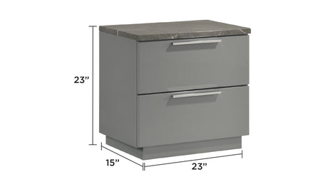 Elara Queen 4-Piece Set – Two-Tone High-Gloss Marble & Lacquer Finish with LED Lighting, Metal-Finished Legs- Gray (CA Inventory) - sold by Home Elegance USA