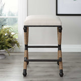 Firth Rustic Counter Stool Oatmeal - White / Light Brown by Uttermost - View 3