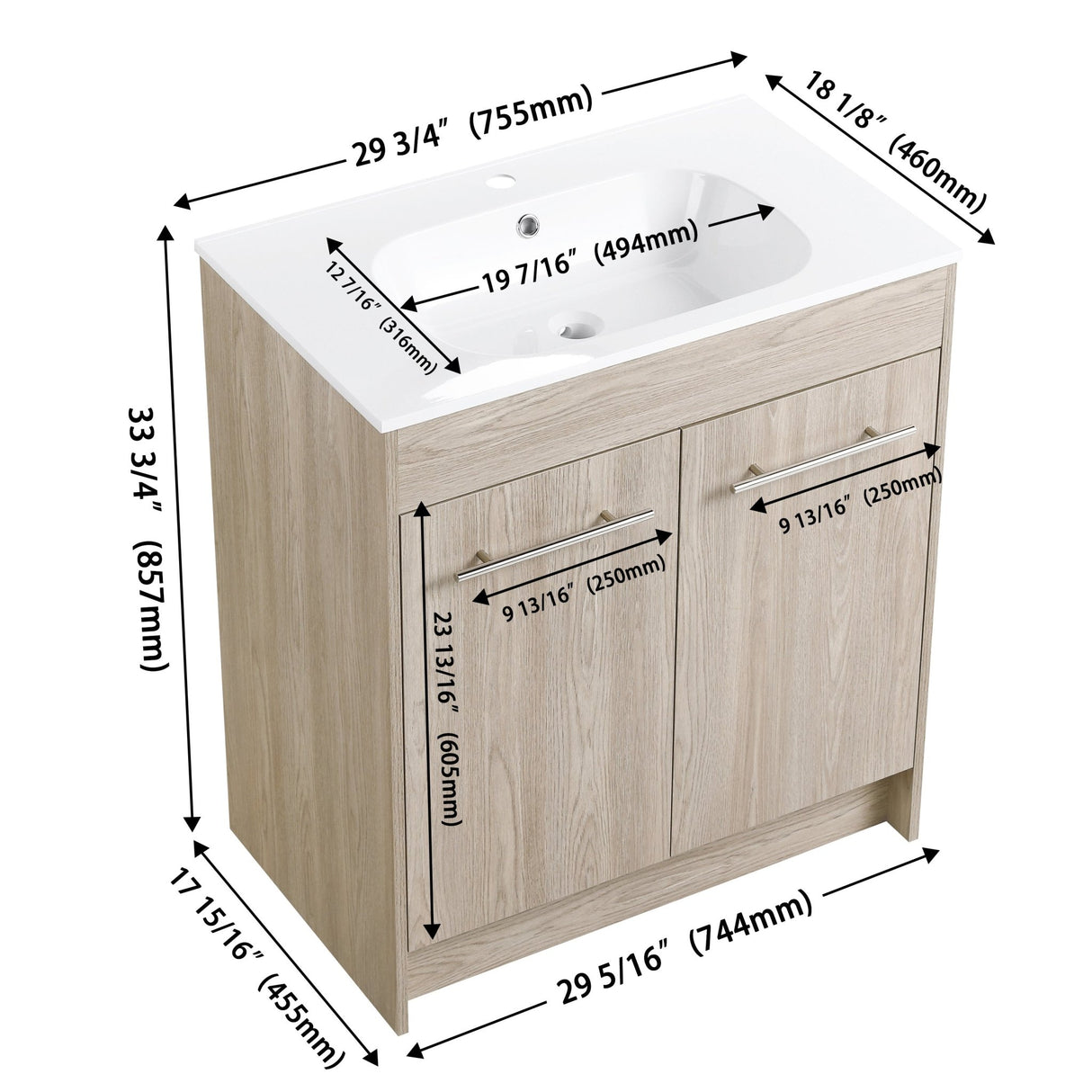 30 Inch Freestanding Bathroom Vanity(KD - Packing) - BVC04830WEO - W99982017 - image - 12