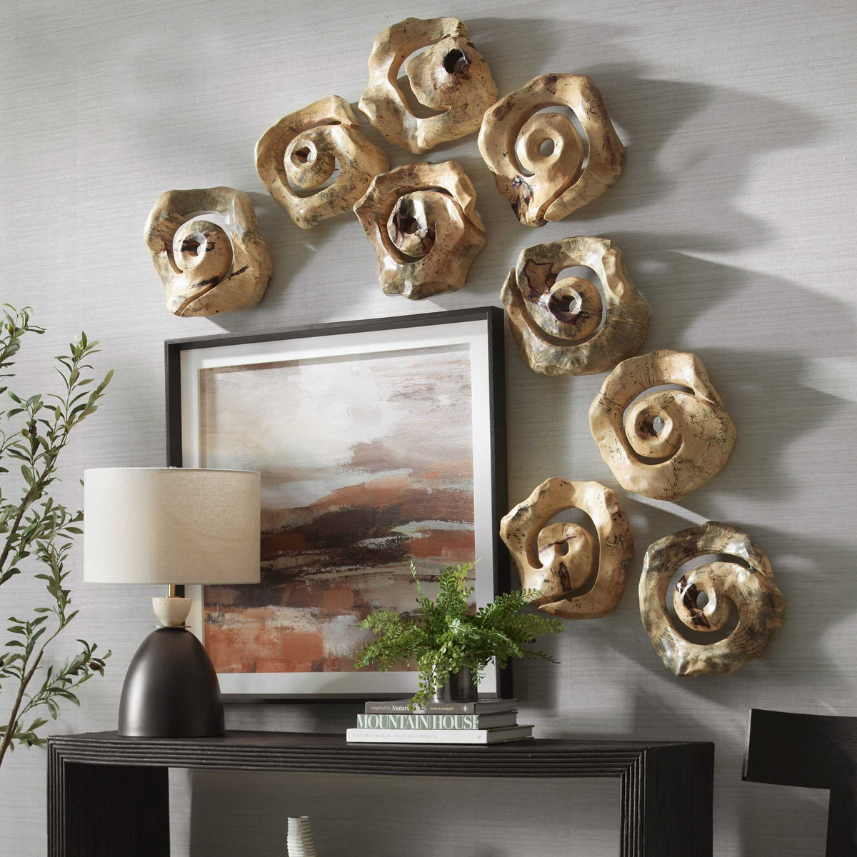 Corkscrew Wood Wall Decor (Set of 9) - Light Brown by Uttermost - View 3