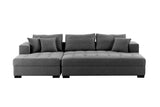 111'' Tufted Fabric 3 - Seat L - Shape Sectional Sofa Couch Set w/Chaise Lounge, Ottoman Coffee Table Bench, Dark Grey - W876S00066 - image - 12