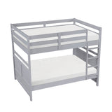 Bunk Bed Full Over Full Gray Finish Sturdy Wood Frame Guard Rails Youth Bedroom Furniture 1pc - sold by Home Elegance USA