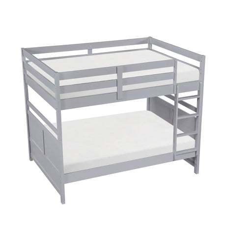 Bunk Bed Full Over Full Gray Finish Sturdy Wood Frame Guard Rails Youth Bedroom Furniture 1pc - sold by Home Elegance USA