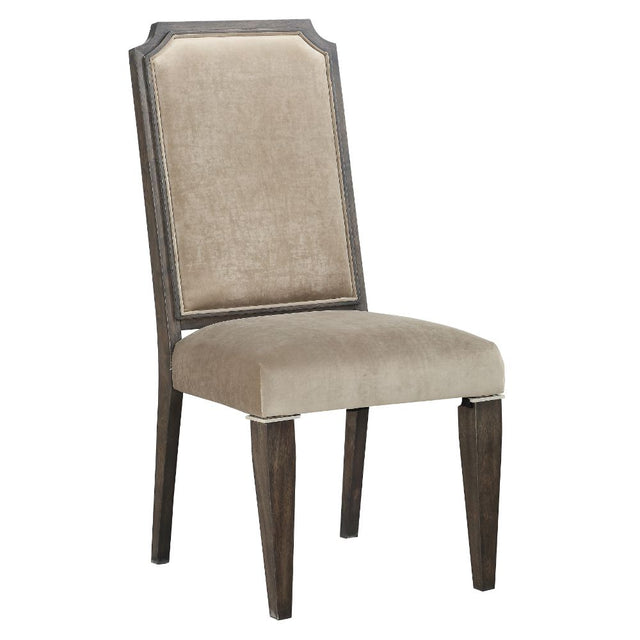 Acme - Peregrine Side Chair (Set-2) 67992 Beige Fabric & Walnut Finish