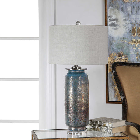 Olesya Swirl Glass Table Lamp - Blue / White by Uttermost - View 4