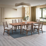 Walnut Finish 7pc Dining Set Extendable Dining Table and 6x Chairs Modern Kitchen Dining Wooden Furniture