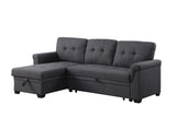 Lucca Dark Gray Linen Reversible Sleeper Sectional Sofa with Storage Chaise - Home Elegance USA