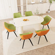 63' medieval modern cream style MDF dining table and green PU dining chair set, 6 sets of black metal leg dining chairs, suitable for kitchen&home