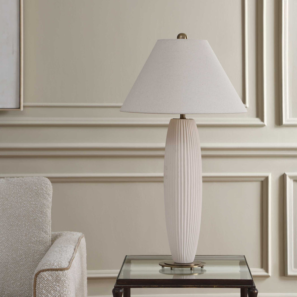 Brinsley Table Lamp Ivory - White by Uttermost - View 3