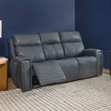 Warren Power Reclining Sofa With Console, Power Headrest & Lumbar - Black | Flexsteel