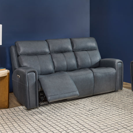Warren Power Reclining Sofa With Console, Power Headrest & Lumbar - Black | Flexsteel