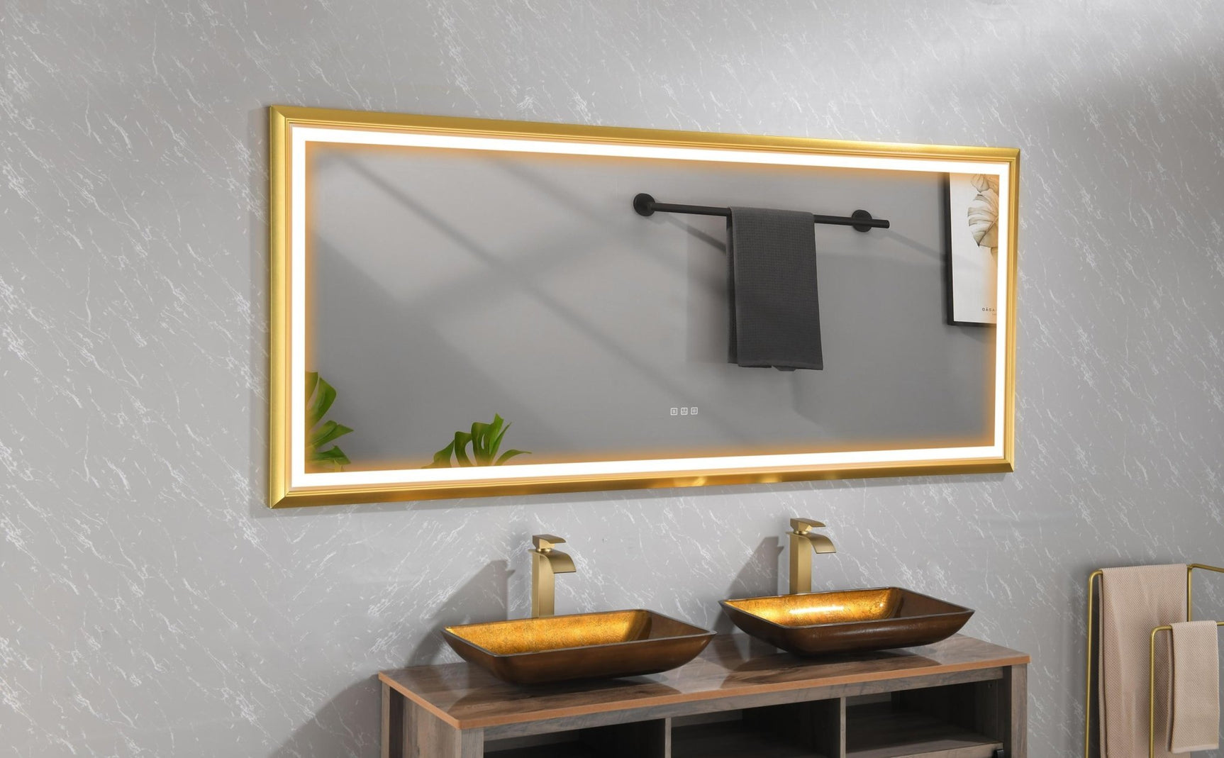 72in. W x 48in. H Oversized Rectangular Black Framed LED Mirror Anti - Fog Dimmable Wall Mount Bathroom Vanity Mirror HD Wall Mirror Kit For Gym And Dance Studio 48X 72Inches With Safety Ba - W127290910 - image - 14