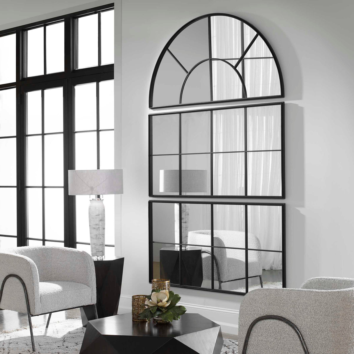 Rousseau Iron Window Mirror - Black by Uttermost - View 3