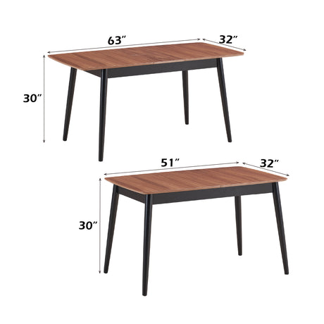 Lanae Natural & Black Finish 5 Pcs Dining Room Set - sold by Home Elegance USA