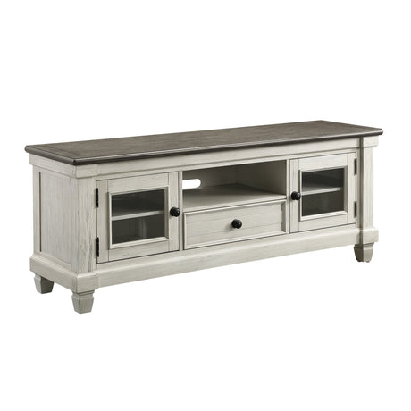1pc TV Stand with Drawer Storage Cabinets Wooden Living Room Furniture, Antique White and Rosy Brown TV Console Table - sold by Home Elegance USA