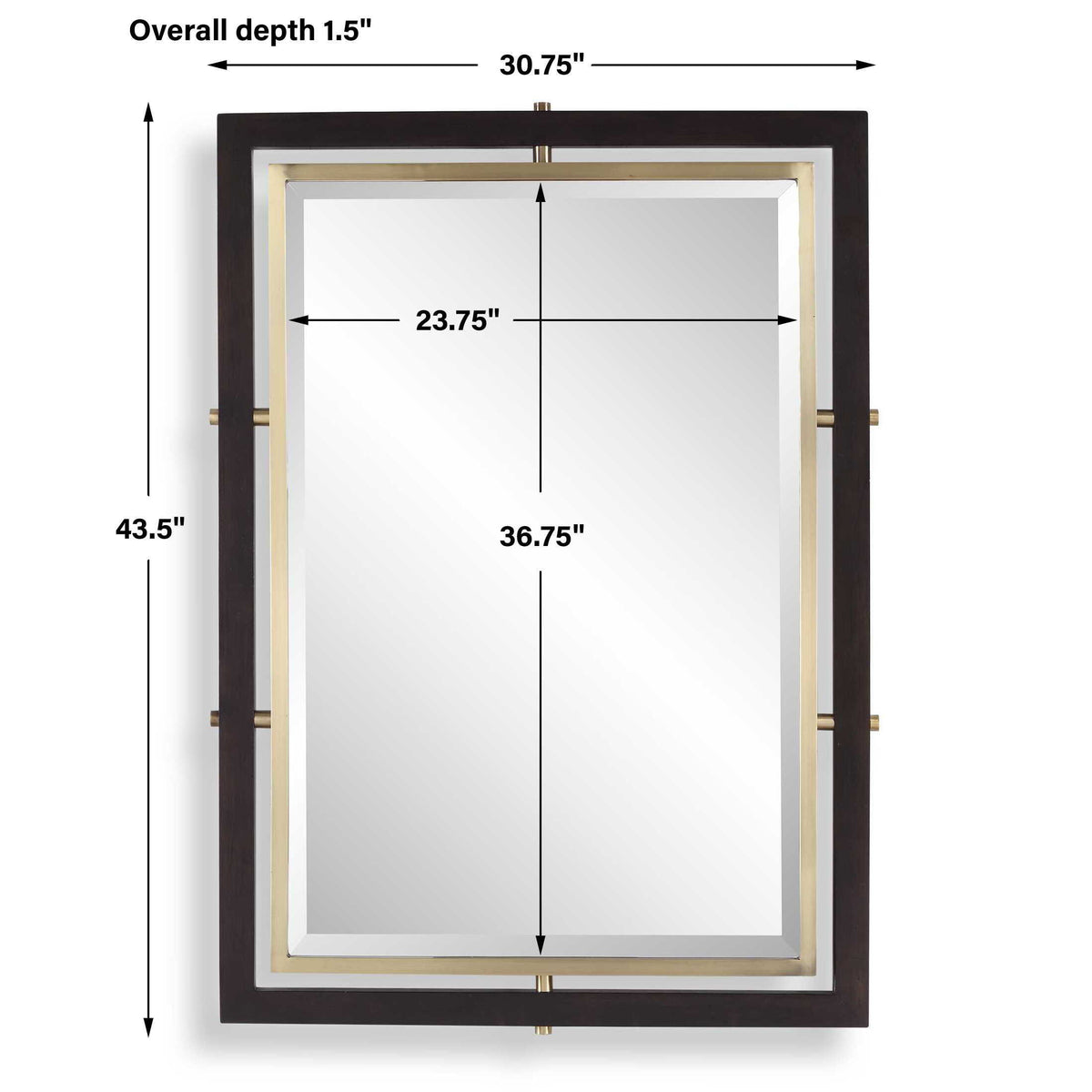 Bach Rectangle Mirror Walnut & Brass - Gold / Dark Brown by Uttermost - View 8