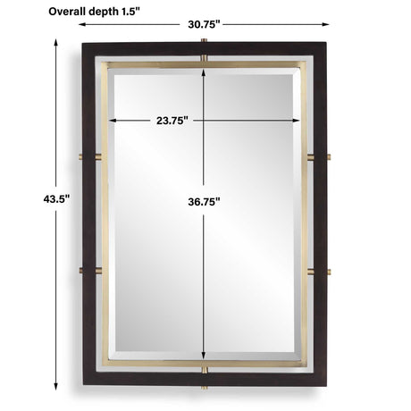 Bach Rectangle Mirror Walnut & Brass - Gold / Dark Brown by Uttermost - View 8