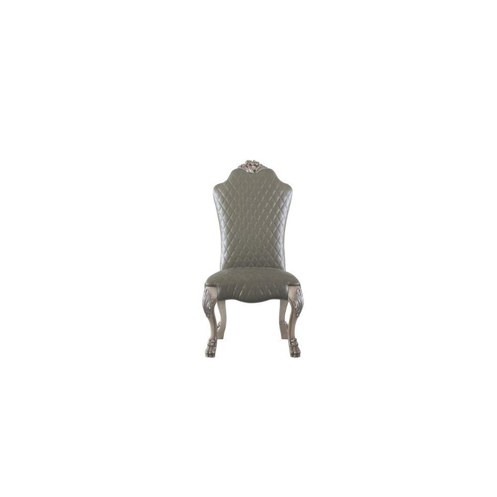 Acme - Dresden Side Chair (Set-2) 68172 Synthetic Leather &Vintage Bone White Finish