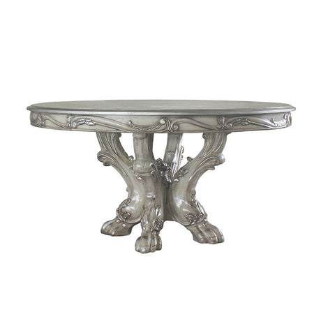 Acme - Dresden Round Pedestal Dining Table 68180 Vintage Bone White Finish
