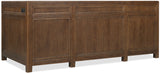 Wooden sideboard with a rustic finish on a white background
