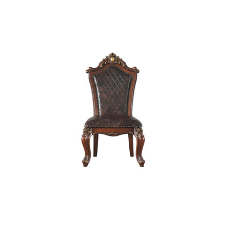 Acme - Picardy Side Chair (Set-2) 68222 Synthetic Leather & Honey Oak Finish