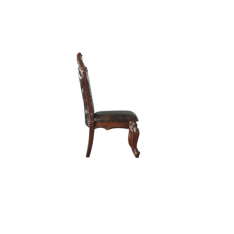 Acme - Picardy Side Chair (Set-2) 68222 Synthetic Leather & Honey Oak Finish