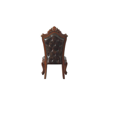 Acme - Picardy Side Chair (Set-2) 68222 Synthetic Leather & Honey Oak Finish