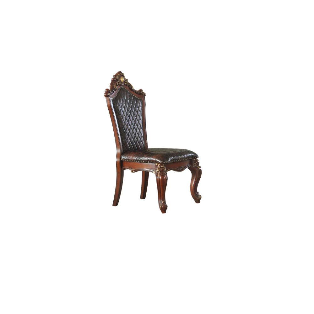 Acme - Picardy Side Chair (Set-2) 68222 Synthetic Leather & Honey Oak Finish