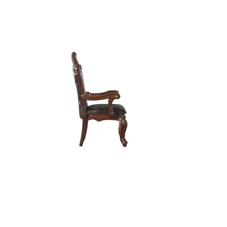 Acme - Picardy Arm Chair (Set-2) 68223 Synthetic Leather & Honey Oak Finish