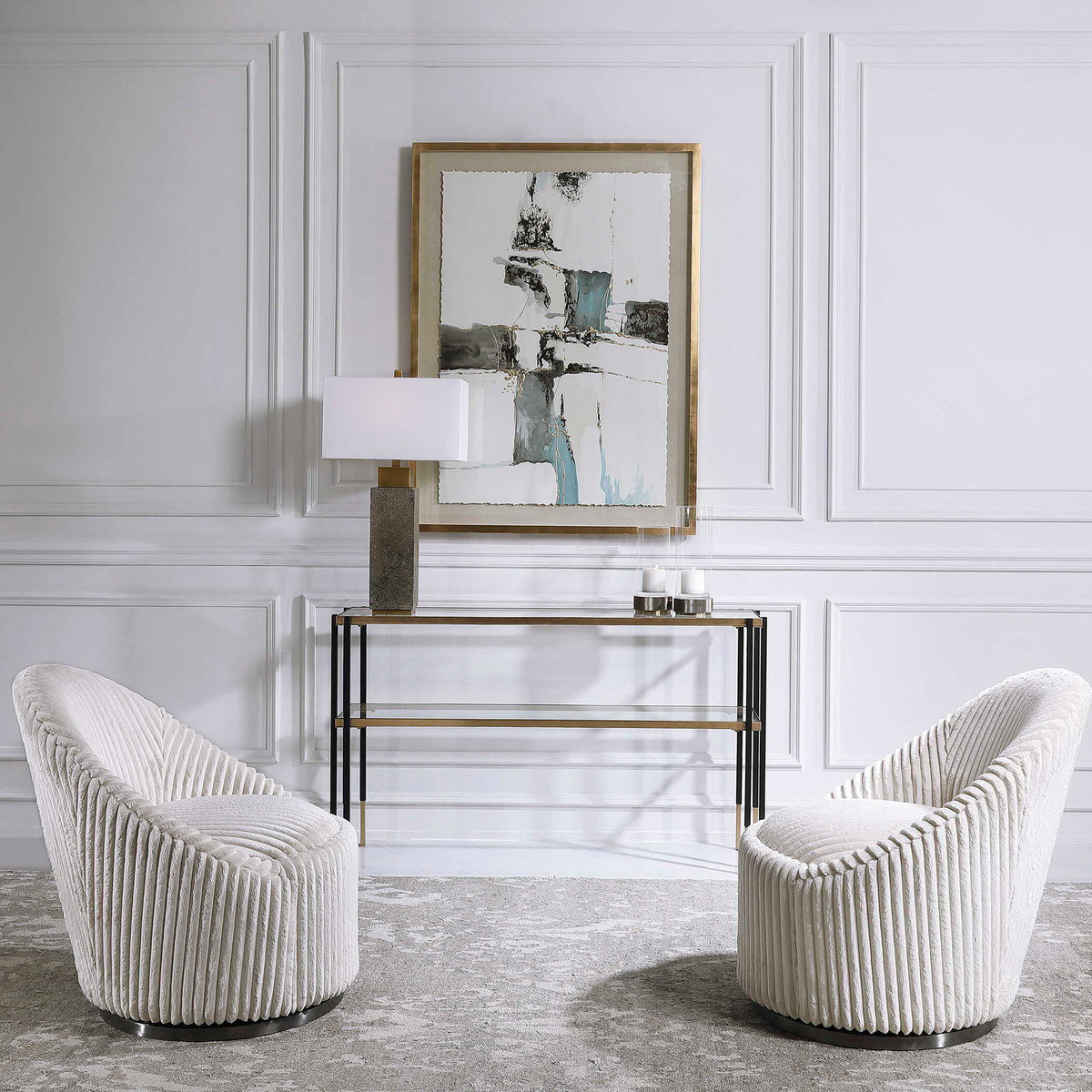 Crue Swivel Chair - White by Uttermost - View 4