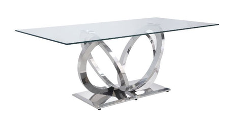 Acme - Finley Dining Table 68260 Clear Glass Top & Mirrored Silver Finish