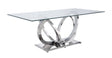 Acme - Finley Dining Table 68260 Clear Glass Top & Mirrored Silver Finish