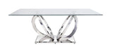 Acme - Finley Dining Table 68260 Clear Glass Top & Mirrored Silver Finish