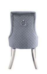 Acme - Satinka Side Chair (Set-2) 68264 Gray Fabric & Mirrored Silver Finish