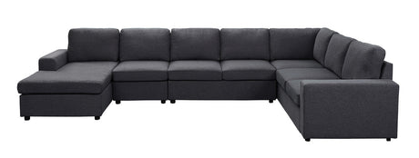 Hayden 146.5' Modular Sectional Sofa with Reversible Chaise in Dark Gray Linen - sold by Home Elegance USA