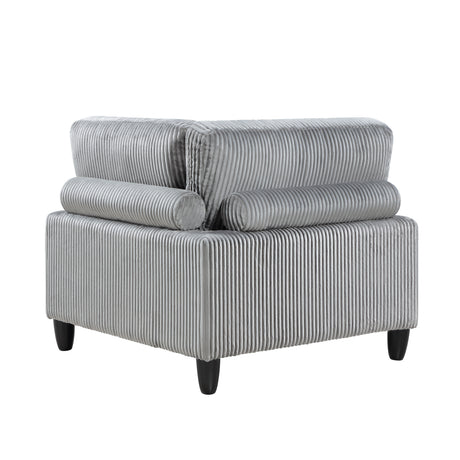 5pc Modular Sectional Set Gray Corduroy Upholstery 2x Armless Chairs 3x Corner Seats Soft Pillows Living Room Furniture - sold by Home Elegance USA