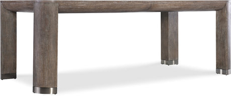 Modern Mood leg dining table in dark wood finish with 24-inch leaf extended